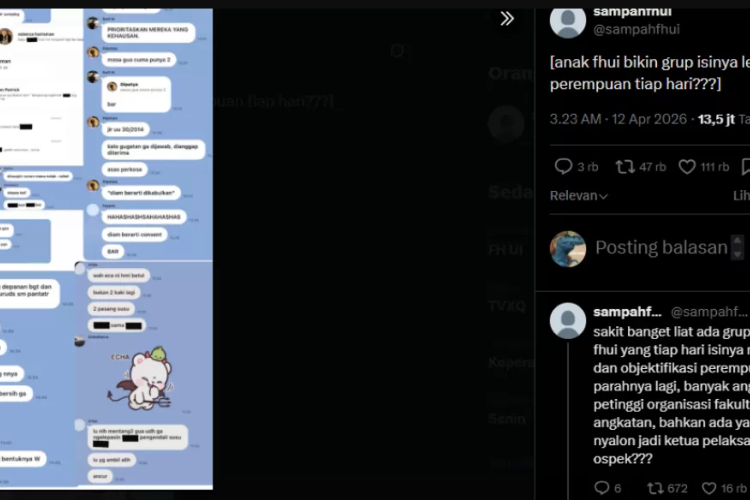 VIRAL! 16 Mahasiswa Fakultas Hukum Universitas Indonesia Resmi Jadi Pelaku Pelecehan Seksual, Warganet Masih Geram